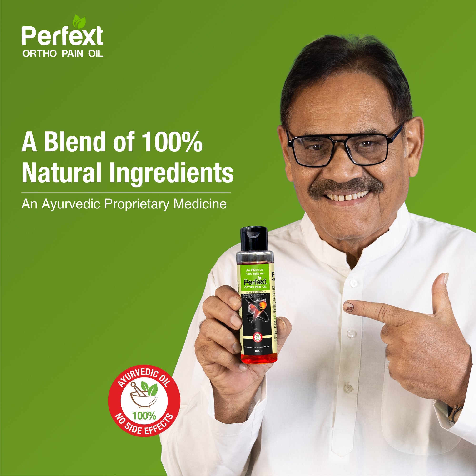 Perfext life Ayurvedic Ortho Pain Relief Oil for Senior Citizens | Cures Muscle, Joint & Knee Pain