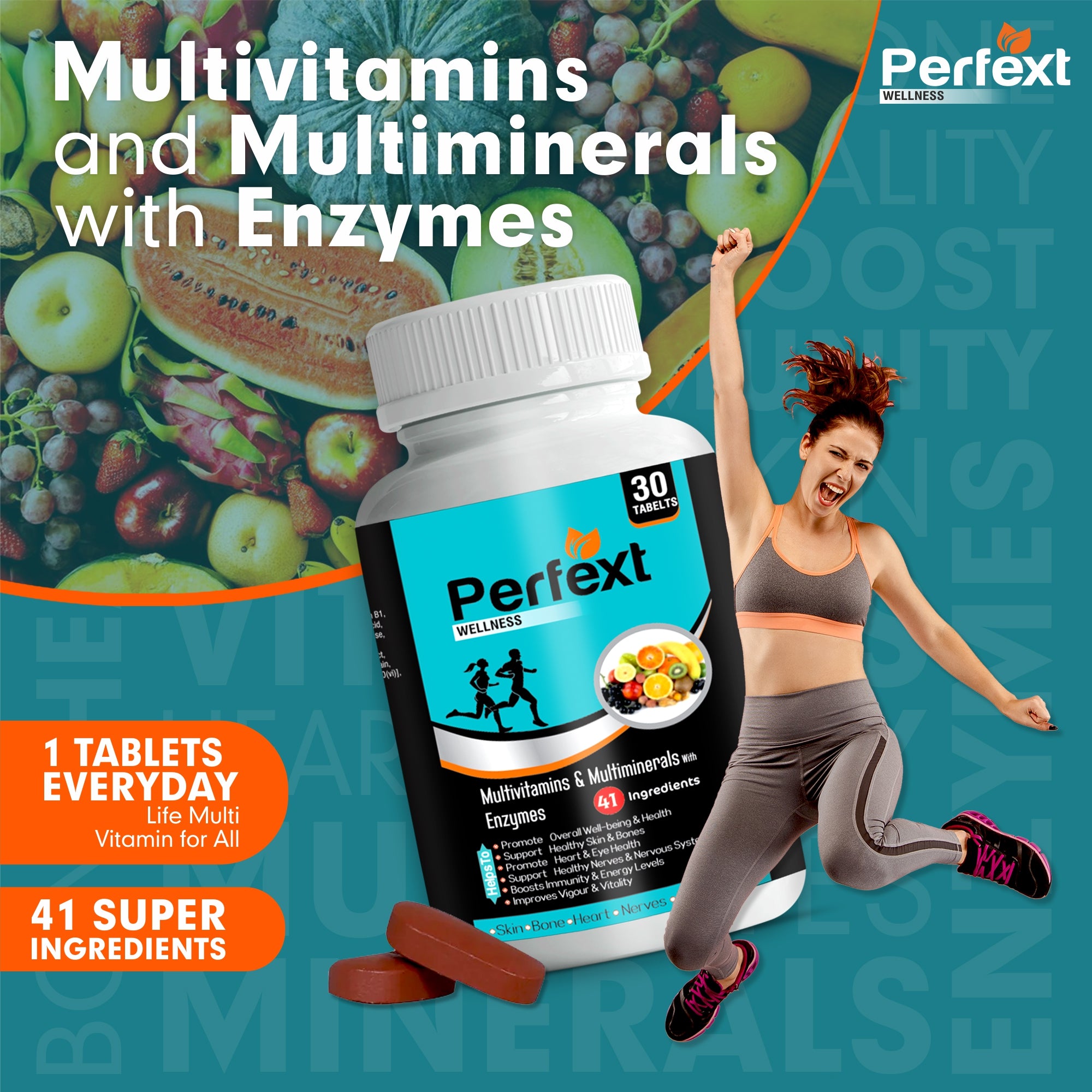 Perfext Life Energy & Wellness Combo: Free Multivitamin With Ayurvedic Cap-sules