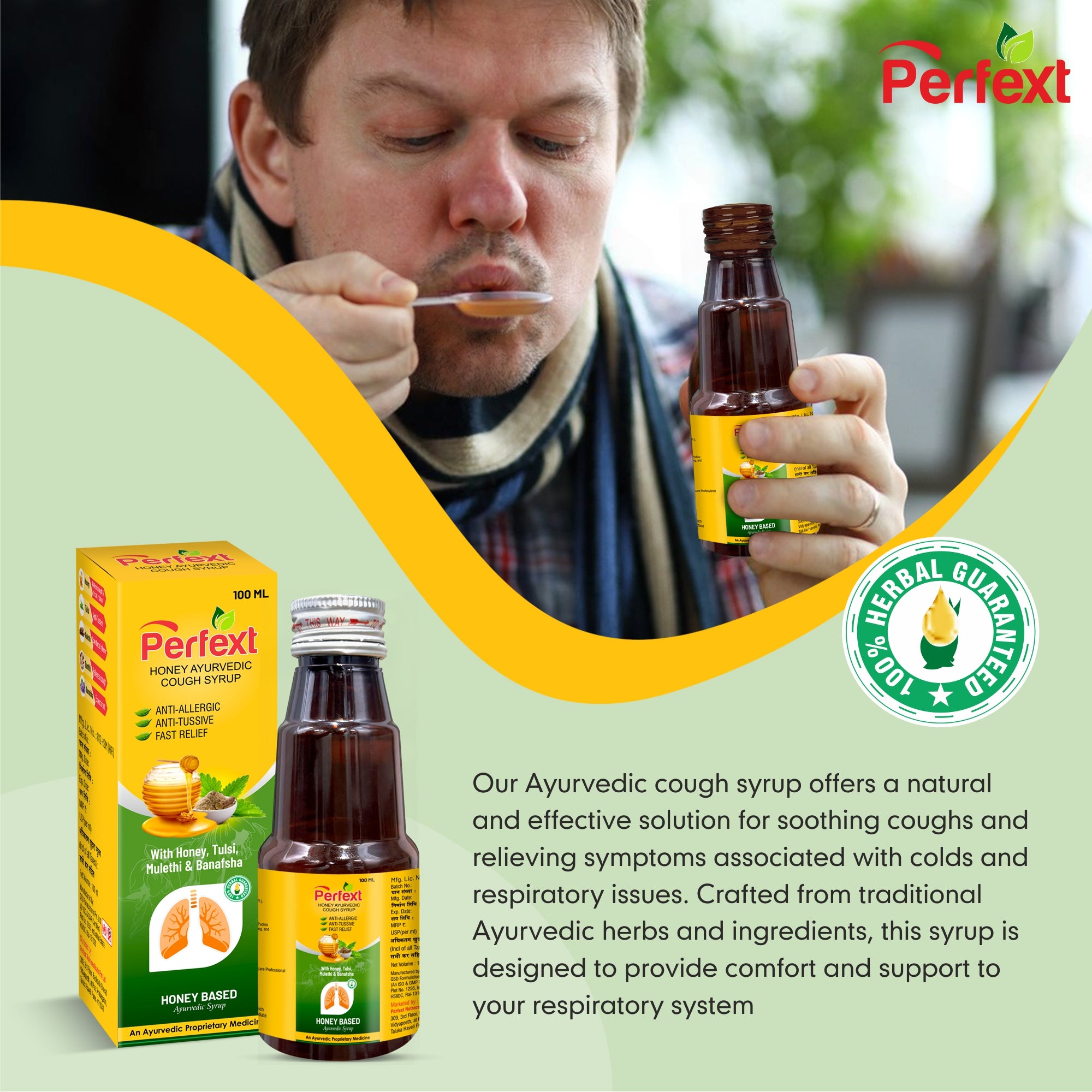 Perfext Life Ayurvedic Cough Syrup with the goodness of natural ingredients