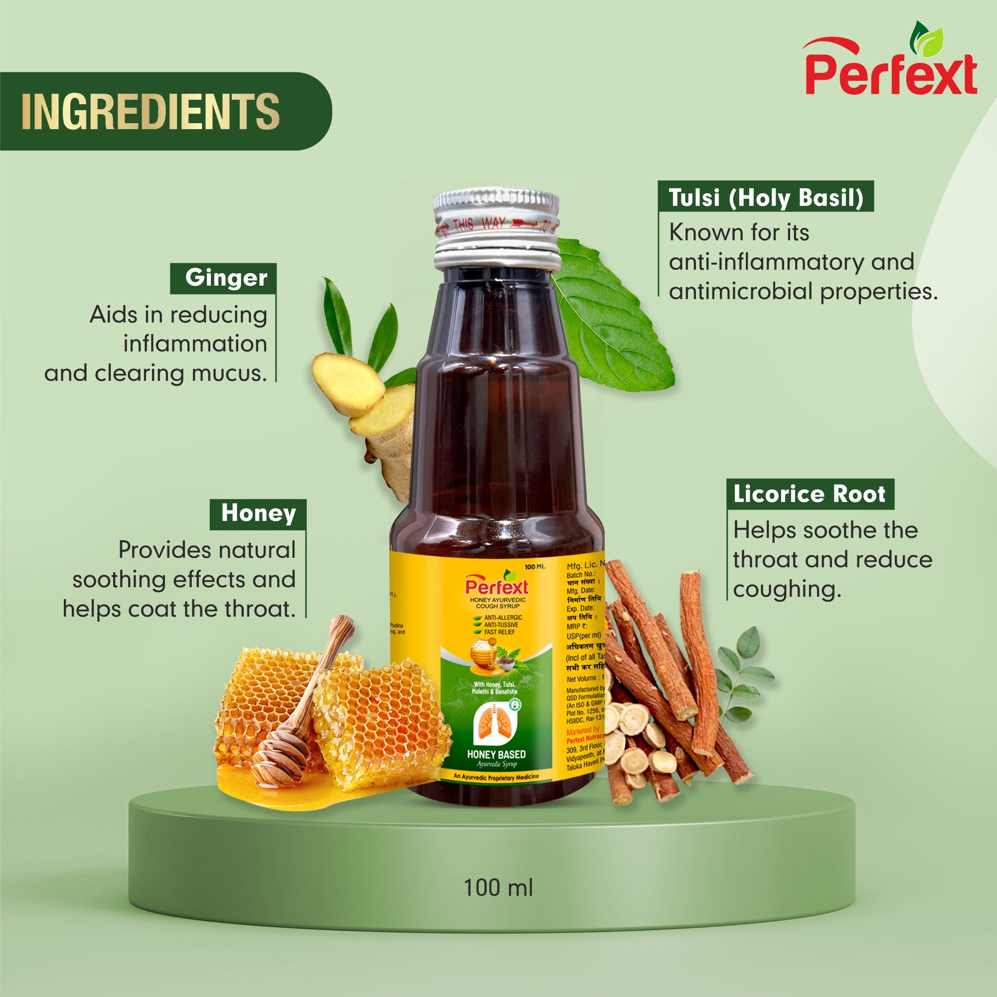 Perfext Life Ayurvedic Cough Syrup with the goodness of natural ingredients