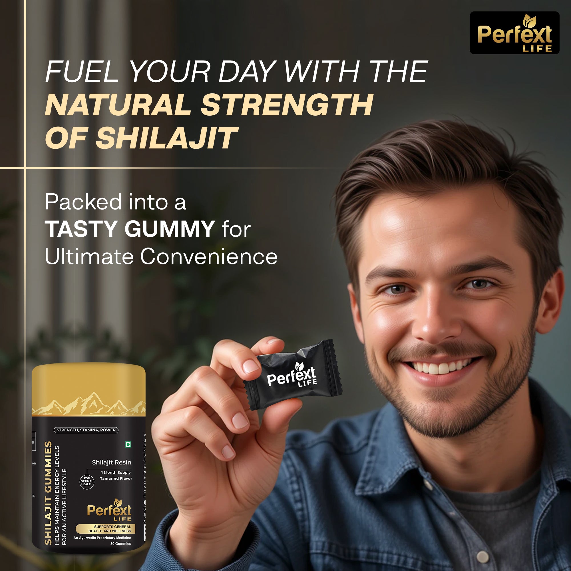 Shilajit Gummies - Pure Shilajit & KSM-66 Ashwagandha Boosts Stamina & Strength